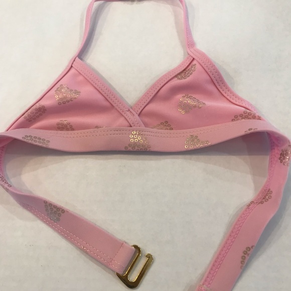 Jantzen pink and gold heart child’s bikini. Size 4 Previously loved. - Picture 3 of 8
